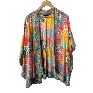 Tollani Collection bright Color Patchwork Look Kimono Medium